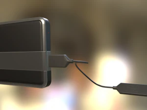 external hdd with usb cable rigged dark silver 3D Model