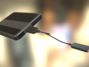 external hdd with usb cable rigged dark silver Modelo 3D