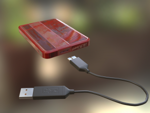 external hdd with usb cable rigged bloody version 3D Model