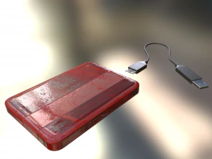 external hdd with usb cable rigged bloody version 3D Model