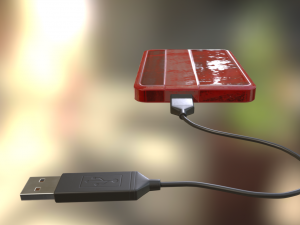 external hdd with usb cable rigged bloody version 3D 모델