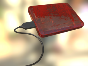 external hdd with usb cable rigged bloody version 3D 모델