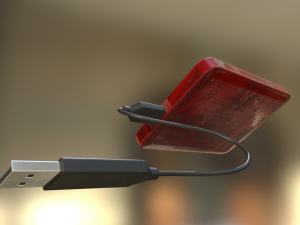 external hdd with usb cable rigged bloody version 3D 모델
