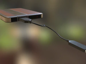 external hdd with usb cable rigged wood metal 3D Model