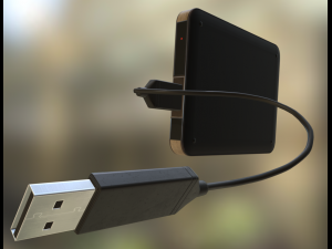 external hdd with usb cable rigged wood metal 3D-Modell