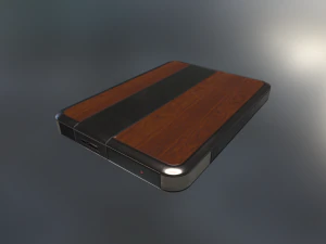 external hdd with usb cable rigged wood metal 3D Model