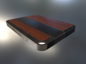 external hdd with usb cable rigged wood metal 3D-Modell