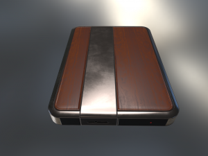 external hdd with usb cable rigged wood metal 3D-Modell