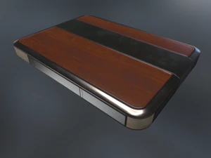 external hdd with usb cable rigged wood metal 3D Model