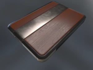 external hdd with usb cable rigged wood metal 3D Model