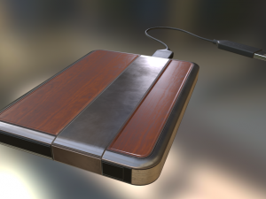 external hdd with usb cable rigged wood metal 3D-Modell
