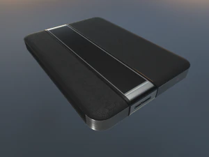 external hdd with usb cable rigged dark leather 3D Model