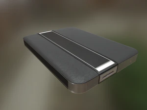 external hdd with usb cable rigged dark leather 3D Model