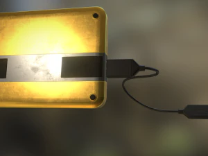 external hdd with usb cable rigged gold version 3D Model