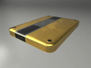 external hdd with usb cable rigged gold version 3D Model