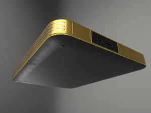 external hdd with usb cable rigged gold version 3D Model