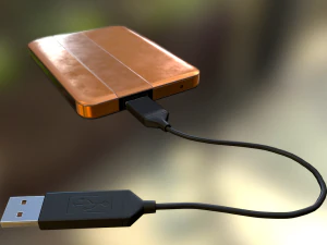 USB kablolu harici hdd donanımlı bakır versiyonu 3D Model