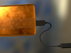 external hdd with usb cable rigged copper version 3D Модель