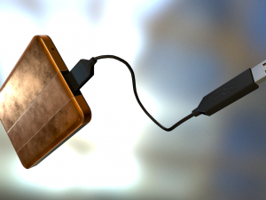 external hdd with usb cable rigged copper version 3D Модель