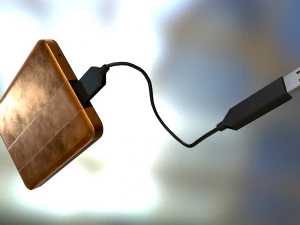 external hdd with usb cable rigged copper version 3D Model