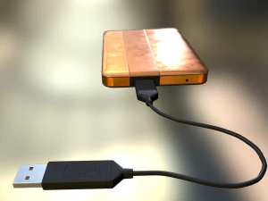 external hdd with usb cable rigged copper version 3D Model