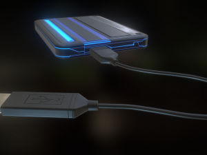 external hdd with usb cable rigged futuristic 3D Model