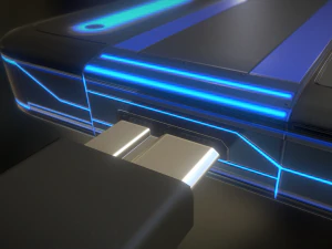 external hdd with usb cable rigged futuristic 3D Model
