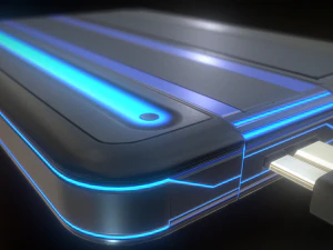 external hdd with usb cable rigged futuristic 3D Model