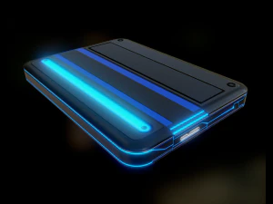 external hdd with usb cable rigged futuristic 3D Model