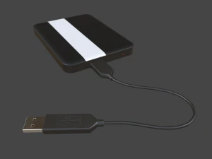 external hdd with cable collection game ready 3D Model
