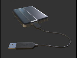 external hdd with cable collection game ready Modèle 3D