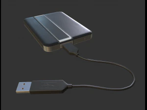external hdd with cable collection game ready 3D Model