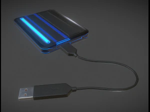 external hdd with cable collection game ready 3D Model
