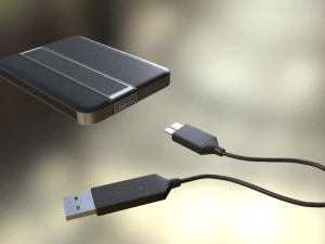 external hdd with cable collection game ready 3D Model