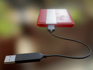 external hdd with cable collection game ready 3D Model