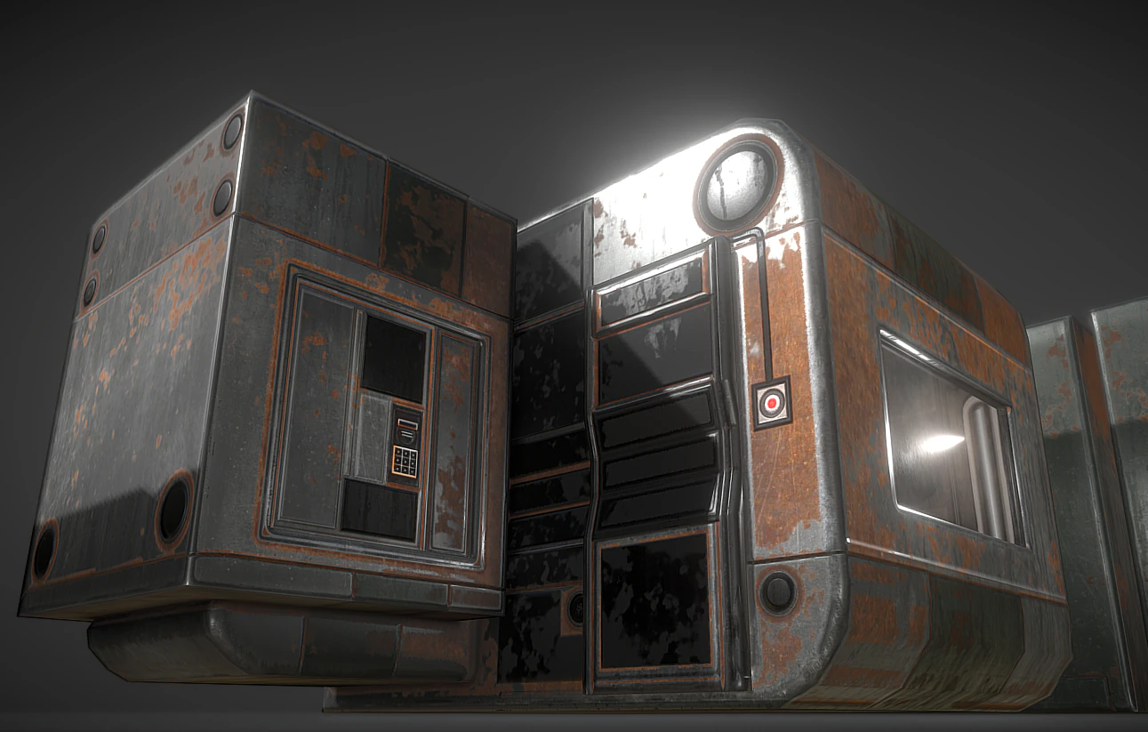 futuristic living module rusty version 3D Model .c4d .max .obj .3ds .fbx .stl .blend 
