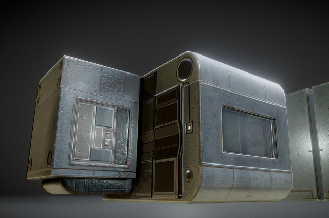 futuristic living module old metal version Model 3D .c4d .max .obj .3ds .fbx .stl .blend 