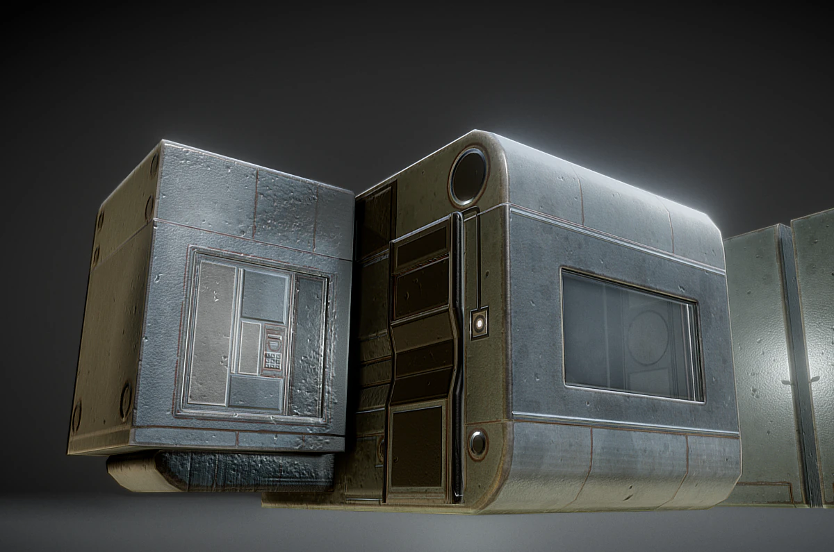 futuristic living module old metal version 3D Model .c4d .max .obj .3ds .fbx .stl .blend