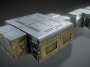 futuristic living module old metal version Model 3D