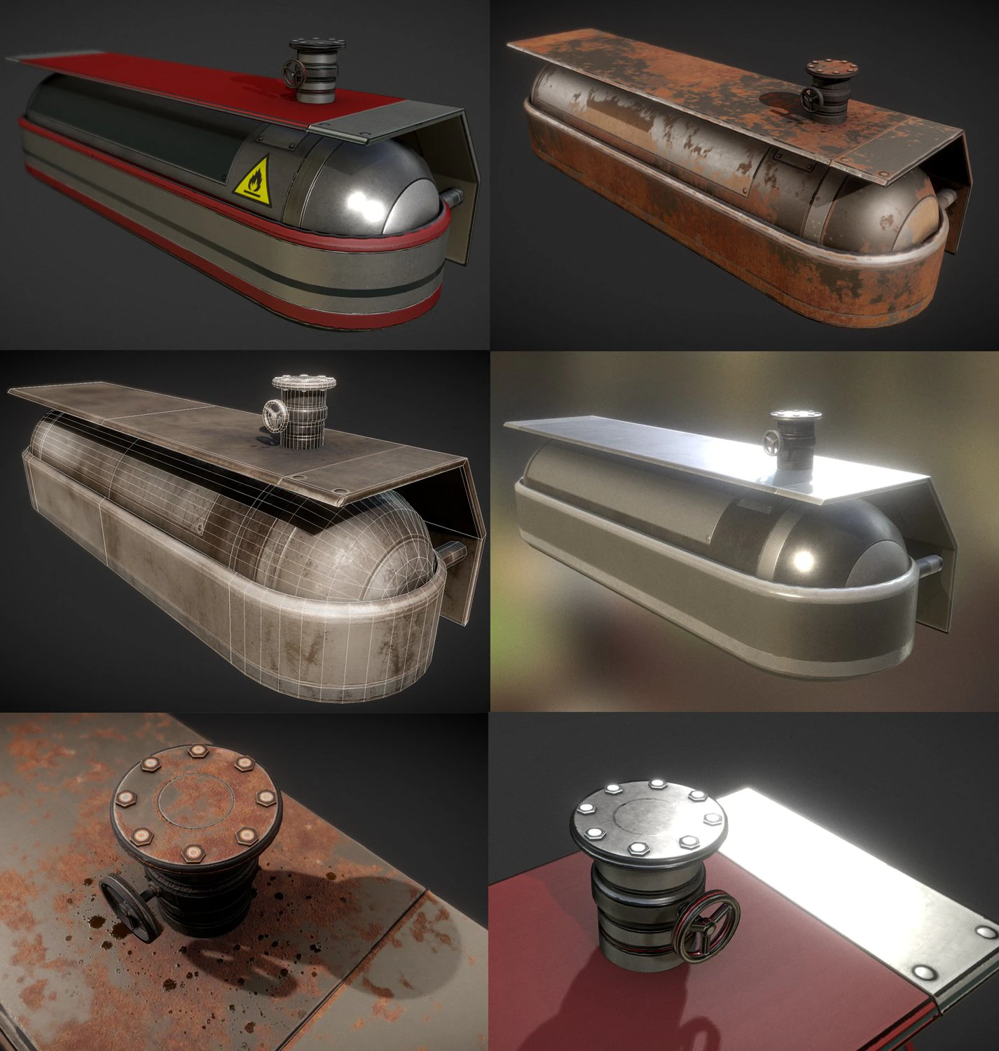 fuel tank collection 3D Model .c4d .max .obj .3ds .fbx .stl .blend 