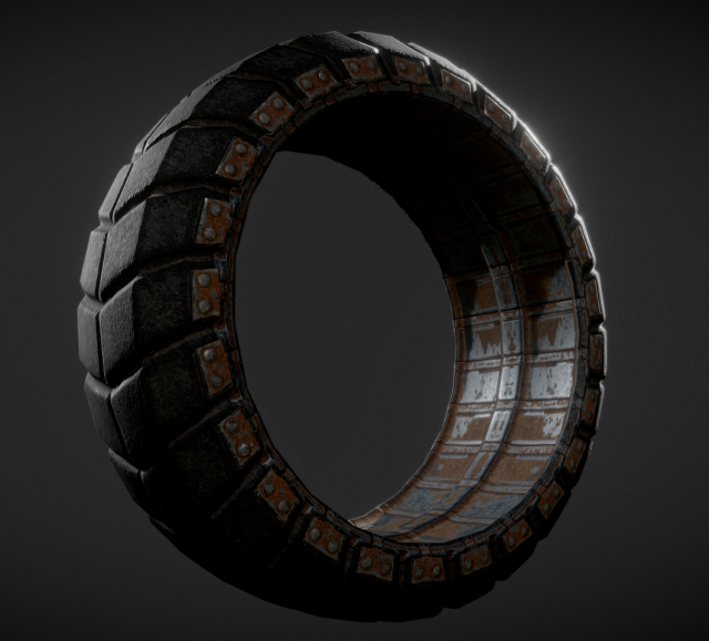 futuristic tire rusty version 3D 模型 .c4d .max .obj .3ds .fbx .stl .blend 