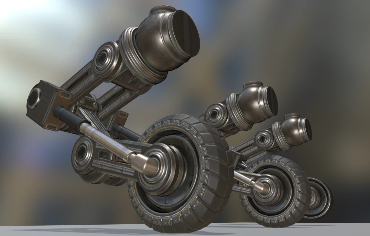 hydraulic suspension and tire basic version 3D Model .c4d .max .obj .3ds .fbx .stl .blend 