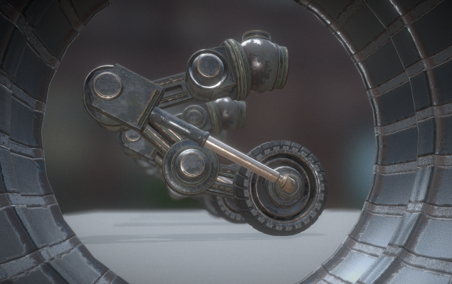 hydraulic suspension with tires old version 3D Model .c4d .max .obj .3ds .fbx .stl .blend 