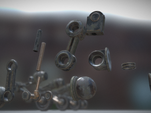 hydraulic suspension with tires old version 3D Model
