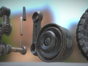 hydraulic suspension with tires old version 3D Model