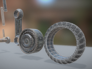 hydraulic suspension with tires old version 3D Model