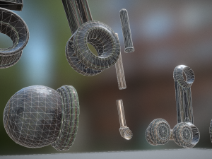 hydraulic suspension with tires old version 3D Model