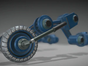 hydraulic suspension with tires blue version 3D Model