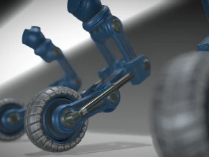 hydraulic suspension with tires blue version 3D Model