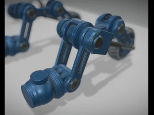 hydraulic suspension with tires blue version 3D Model